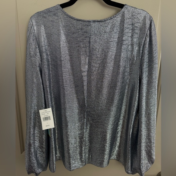 NWT CeCe Silver Shimmer-y Evening Blouse. Large. Get your “Shimmer On”! - Picture 5 of 10